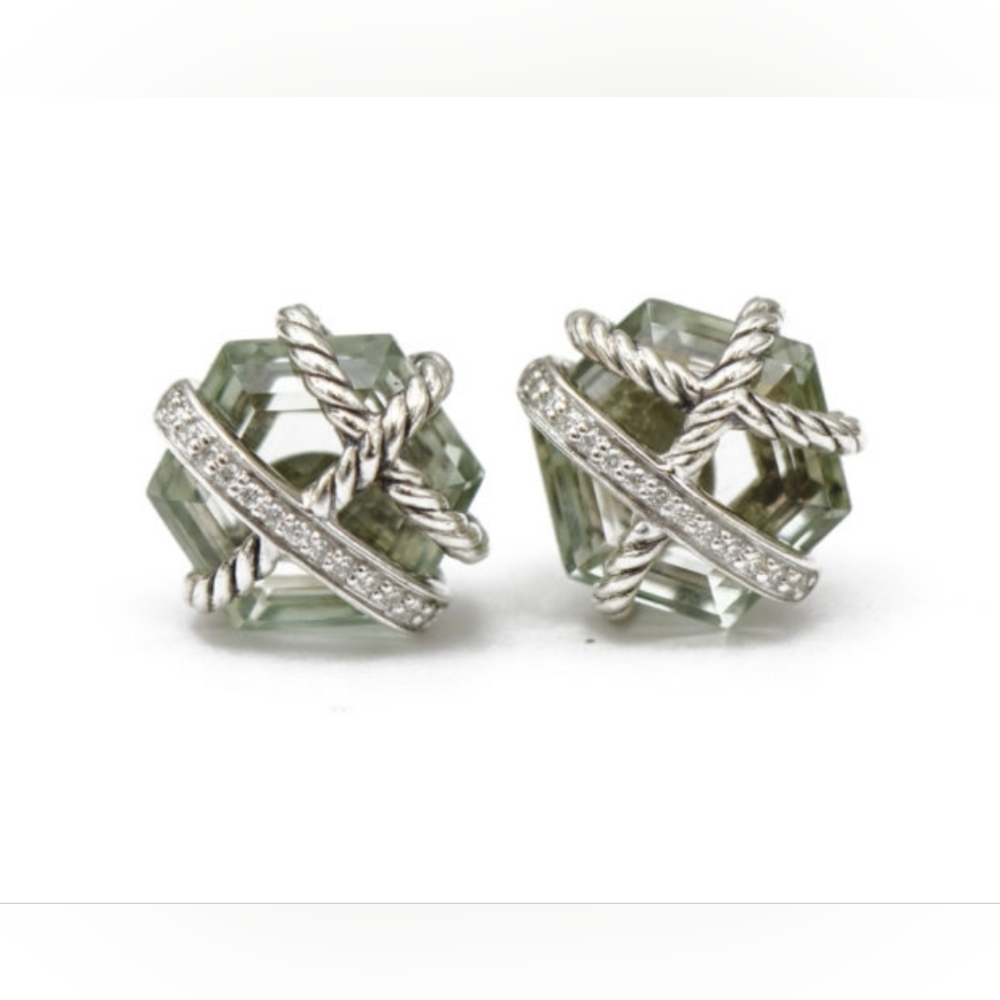 David Yurman Silver Prosiolite And Diamonds Earrings
